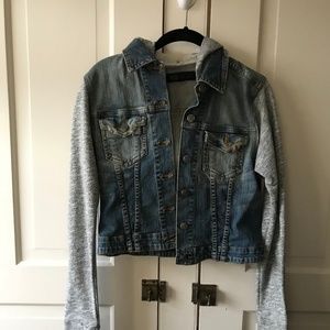 John Eshaya Jean Jacket with Sweat Arms and Hoodie